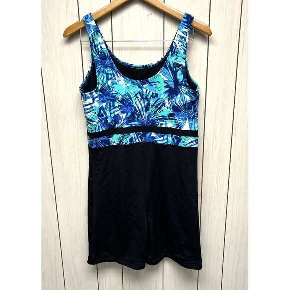 Sporti Womens Swimsuit with Shorts Sz 14 Modest Long‎ Line Water Aerobics Cruise - Picture 1 of 9